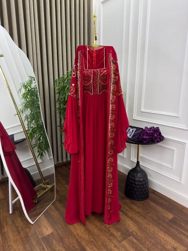 جلابيه شيفون جورجيت المزينه بالتطريز اليدوي الفخم