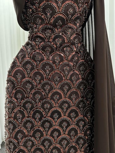 فستان سهره كلفه شك وخرز وشيفون جورجيت