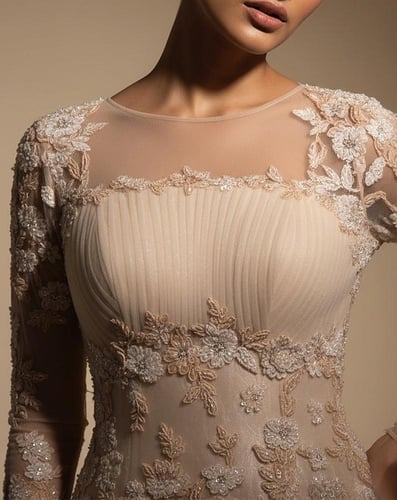 فستان سهره تل المزين بالتطريز خرز