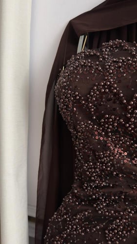 فستان سهره تل المزين بالتطريز