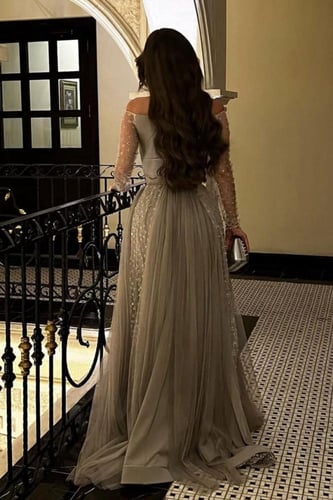 فستان سهره باربي وتل المزين بالخرز