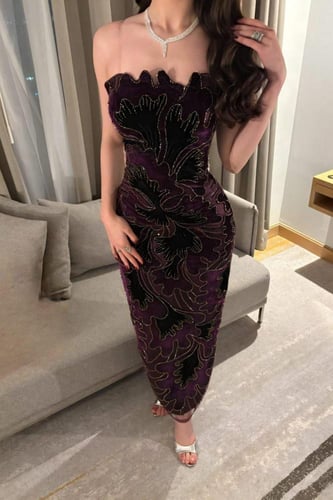 فستان سهره المزين بالكلفه المطرزه بطانه باربي شال...