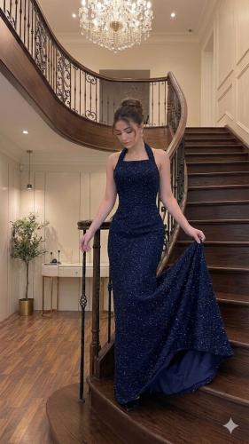 فستان سهره المزين بالتطريز خرز
