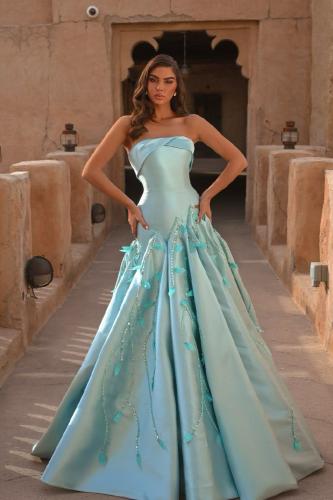 فستان ميكادو المزين بالتطريز كرستال