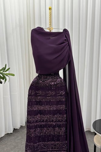 فستان سهره باربي على ترتر وشيفون جورجيت