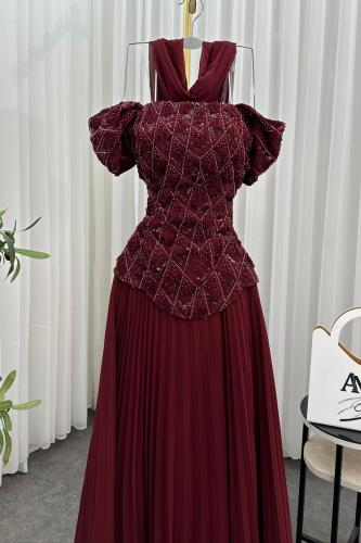 فستان سهره كلفه خرز وشيفون جورجيت