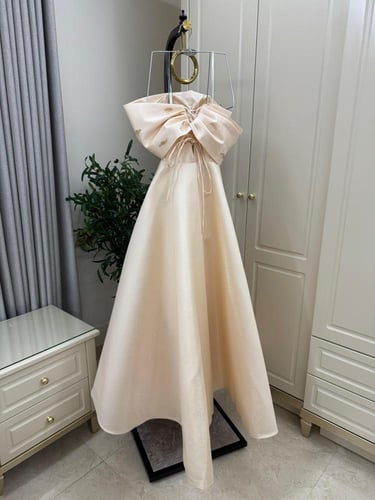 فستان سهره ميكادو دبل كلوش المزين بالتطريز شك والخ...