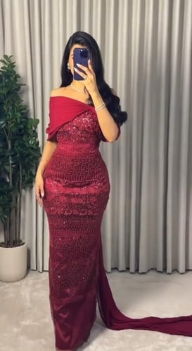 فستان سهره كلفه خرز وشيفون جورجيت