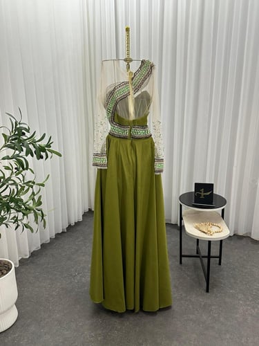 فستان سهره شانطون المزين بالتطريز اليدوي الأنيق