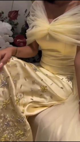 فستان ميكادو المزين بالتطريز اليدوي كرستال بشكل ان...