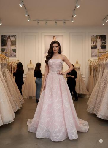 فستان سهره دانتيل المزين بالكلفه المطرزه بطانه وجي...