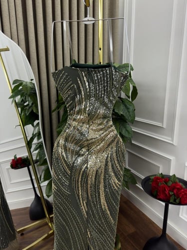 فستان سهره تل مطرز بخرز