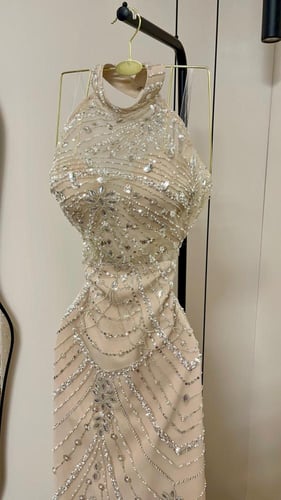 فستان سهره المزين بالتطريز الفخم خرز وفصوص الزاركو...