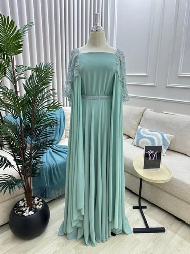 جلابيه شيفون جورجيت المزينه بالتطريز اليدوي