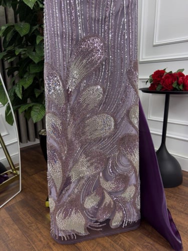 فستان سهره تل مطرز بخرز ديل خامه كرنكر