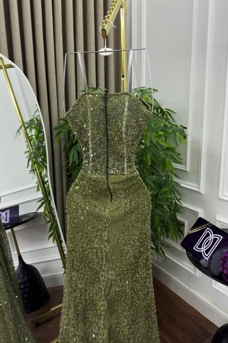 فستان سهره دانتيل مزين بالتطريز كورسيه