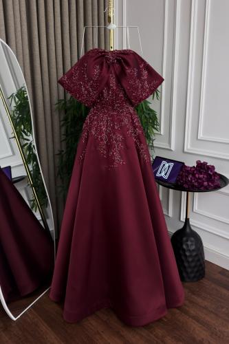 فستان سهره ميكادو دبل كلوش المزين بالكلفه المطرزه