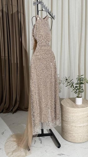 فستان سهره كردانه المزين بالتطريز خرز ولول بشكل ان...