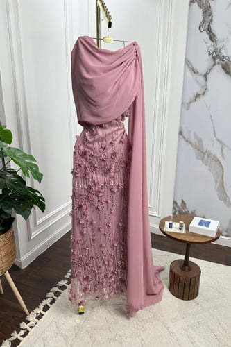 فستان سهره شك مورد شال شيفون جورجيت متصل