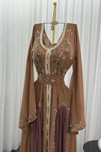 جلابيه شيفون جورجيت المزينه بالتطريز اليدوي