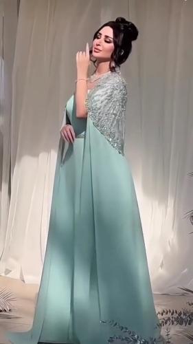 جلابيه شيفون جورجيت المزينه بالتطريز اليدوي