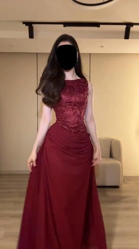 فستان سهره شيفون المزين بالتطريز اليدوي بطانه بارب...