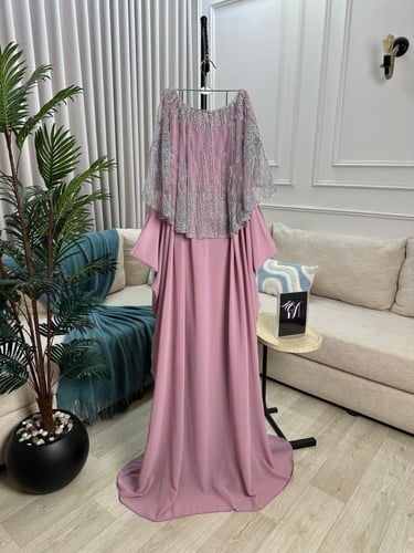 جلابيه شيفون جورجيت المزينه بالتطريز اليدوي