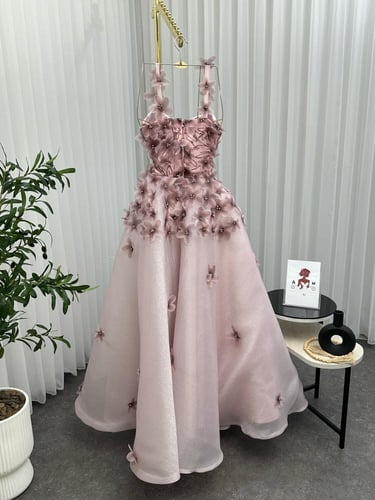 فستان سهره جازار بطانه تفته جيبون المزين بالورود ا...