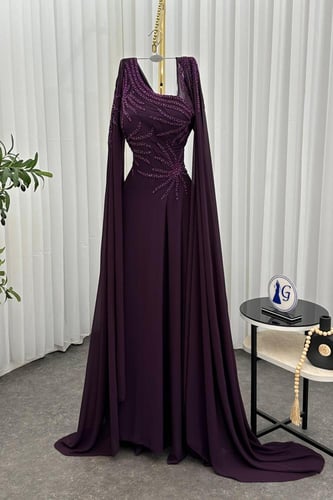 فستان شيفون جورجيت كلوش المزين بالتطريز اليدوي