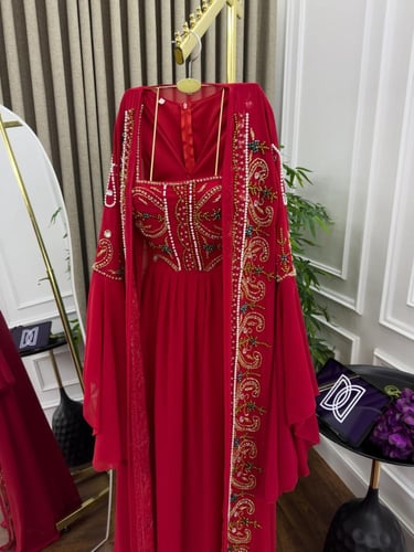 جلابيه شيفون جورجيت المزينه بالتطريز اليدوي الفخم