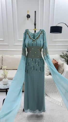 جلابيه شيفون جورجيت المزينه بالتطريز اليدوي الفخم