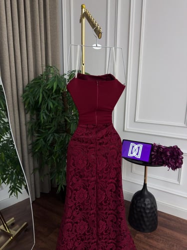 فستان سهره دانتيل المزين بالتطريز اليدوي