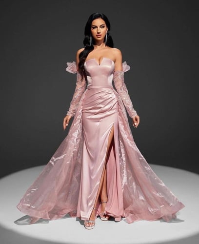 فستان سهره تفته المزين بالذيل الخرز