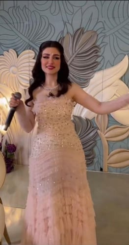 فستان سهره تل كلوش مطرز الفستان كامل بطانه تفته