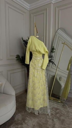 فستان سهره باربي وتل المزين بالتطريز خرز