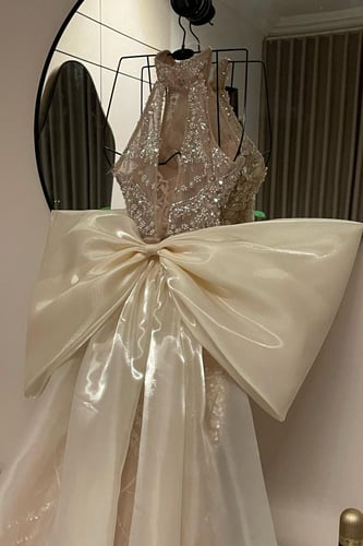 فستان سهره فخم المزين بالتطريز خرز ذيل اورجنزا