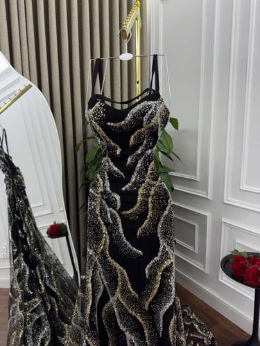 فستان سهره فخم كلفه خرز طبقتين