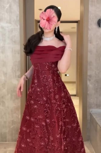 فستان سهره فخم المزين بالتطريز