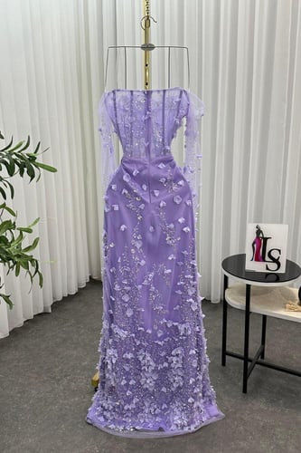 فستان سهره تل مورد مزين بالتطريز