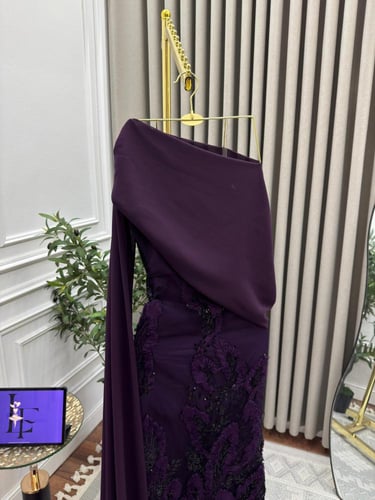 فستان سهره كلفه مطرزه بطانه تفته شال شيفون جورجيت