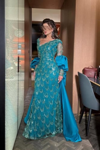 فستان سهره المزين بالكلفه المطرزه شك ولول وخرز وتف...