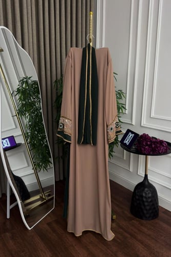 جلابيه سهره شيفون جورجيت المزينه بالتطريز اليدوي ا...