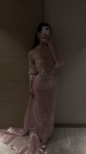 فستان سهره المزين بالكلفه الخرز وميكادو لمعه بطانه...