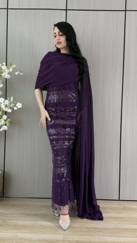 فستان سهره باربي على ترتر وشيفون جورجيت