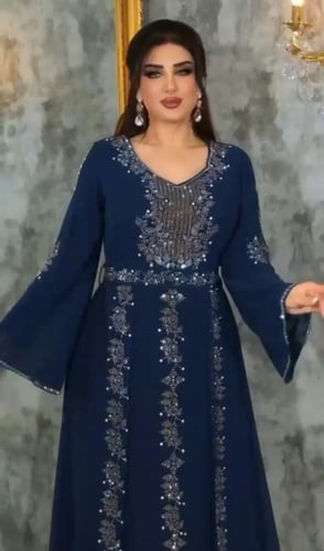 جلابيه شيفون جورجيت المزينه بالتطريز اليدوي الفخم