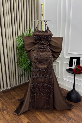 فستان سهره كلفه خرز بطانه تفته ذيل ميكادو