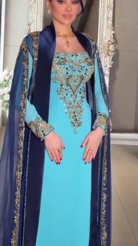 جلابيه باربي وشيفون جورجيت المزينه بالتطريز اليدوي