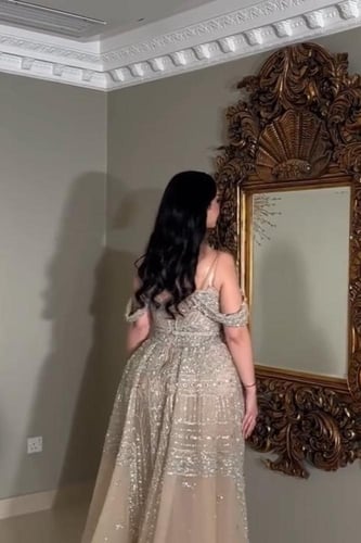 فستان سهره فخم المزين بالتطريز جازار وجيبون