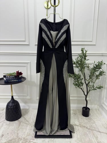 فستان تفته المزين بالنطريز اليدوي وباربي كسرات بول...