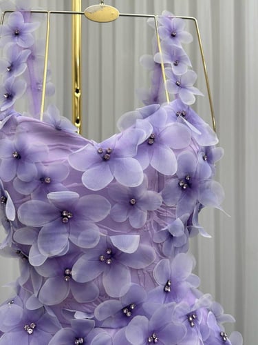 فستان سهره جازار بطانه تفته جيبون المزين بالورود ا...